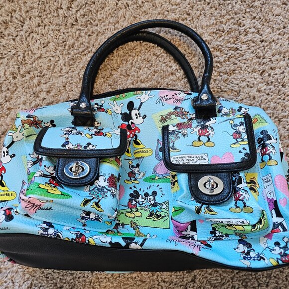 Vintage 1997 Original Disney Parks Mickey and Minnie Comic Purse - Blue - Picture 1 of 7